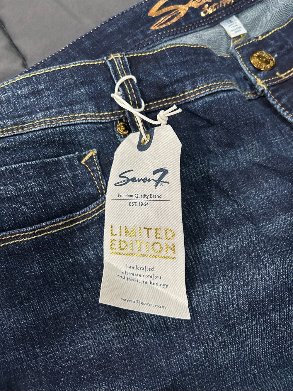 Seven7 Women’s Dark Blue Bootcut Jeans with Contrast Stitching - Picture 6 of 10